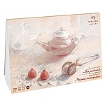 Планшет для акварели " Лилия Холдинг " МАЛЫЙ ФОРМАТ А5 18л Чайная пастораль, белая акварельная бумага, хлопок 50%, плотность - 250г/м2, склейка, жесткая подложка