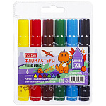 Фломастеры " Hatber " Jumbo-Xl Диносад 6цв круглые, утолщенные, вентилируемый колпачок, блистер, европодвес