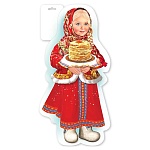 Плакат " Праздник " 936 А3 Девочка с блинами, глянцевый уф-лак