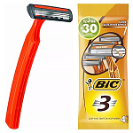 Станок " BIC " Sensitive одноразовый 4шт с тремя лезвием, пакет, европодвес