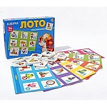 Игра настольная 3+ " Рыжий кот " Лото Азбука, состав: 36 пластиковых фишек, 6 карточек из картона, картонная упаковка 19*14*3см