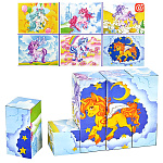 Кубики " Задира " пластиковые Мои единороги, 12шт 4*4*4см, картонная упаковка 16,5*12,2*4см