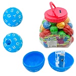 Точилка " KWELT " пластиковая Letters 1 отверстие, с контейнером, цвет ассорти, пластиковая упаковка