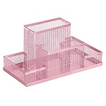 Подставка " KWELT " 4 отделения, 20,5*10,5*10см, металлическая, сетчатая, светло-розовая