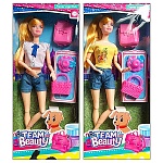 Кукла " Team Beauty " 30см в наборе: шляпка, сумочка, рюкзак, картонная упаковка 14,2*32,5см