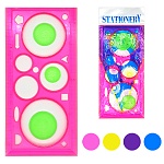 Спирограф " KWELT " в комплекте: линейка-калейдоскоп 20см, 3 круглых вкладыша разного размера, полупрозрачный, ассорти, пакет, европодвес