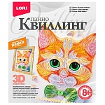Набор для квиллинга " Lori " Панно Рыжий котенок, цветные полоски бумаги, палочки для накручивания полосок, шаблон для квиллинга.