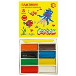 Пластилин " Каляка-Маляка " 8цв 120г со стеком, оптимальная мягкость, отсутствие запаха, картонная упаковка