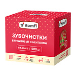 Зубочистки " Komfi " бамбуковые с ментолом 500шт в индивидуальной упаковке, картонная упаковка