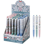 Ручка шариковая автоматическая " Hatber " Morris синяя 0,7мм, резиновый держатель, чернила на масляной основе, цветной пластиковый корпус, картонный дисплей