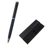 Ручка подарочная шариковая автоматическая " Bruno Visconti " Firenze синяя 1,0мм, толщина письма 0,7мм, поворотный механизм, корпус- нержавеющая сталь, покрытие soft touch, цвет корпуса синий, металлический наконечник, металлический клип, подарочная упако