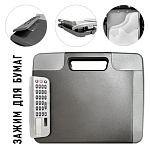 Планшет - портфель с калькулятором " KWELT " А4+ (300*370*40мм) Черный с серыми вставками, отделение для ручек, 2 отделения для мелочей, внутренняя папка-уголок 2 уровневая с 2 карманами для визиток, глубина бокса - 40мм, пластик