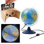 Глобус детский зоогеографический интерактивный с подсветкой от сети 210мм " Globen " в комплекте: очки виртуальной реальности (VR), картонная коробка