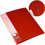 Папка 2 кольца " Бюрократ " А4 40мм красная, пластик 0,7мм, бумажная вставка во внешний кармашек