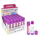 Клей-карандаш " deVente " 8гр, фиолетовый, основа PVP, быстросохнущий, картонный дисплей