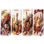 Пакет бумажный " Basir " 36*9*12см под бутылку С Праздником, ассорти (без возможности выбора дизайна), ламинированный