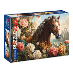 Пазлы " Hatber " 2000элементов Premium Лошадь в цветах 98*68см, картонная упаковка