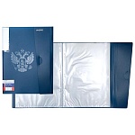 Папка 20файлов " deVente " А4 Герб темно-синий, пластик 0,5мм, текстура поверхности - песок, непрозрачная