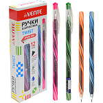 Ручка шариковая " deVente " Twist Speed Pro синяя 0,7мм, толщина письма 0,3мм, чернила на масляной основе, игольчатый пишущий узел, цвет корпуса- полупрозрачный ассорти, одноразовая, индивидуальная маркировка, картонная упаковка