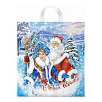 Пакет Новогодний ПЭ " Интерпак " с петлевой ручкой ПНД, 38*42см 40мкм Новогоднее пожелание