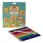 Карандаши цветные пластиковые с карандашом-ластиком Art-Time 24цв " Hatber " трехгранные, картонная упаковка, европодвес