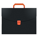 Портфель пластиковый " Бюрократ " А4 1 отделение черный/оранжевый, пластик 0,7мм