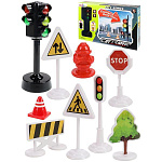 Дорожные знаки " Рыжий кот " со светофором, батарейки 3*AG3 в комплекте, картонная упаковка