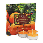 Свеча чайная Новогодняя ароматизированная " РСМ " 9шт Зимний Мандарин, 39*12,5мм время горения 3-4часа, картонная упаковка