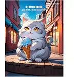Дневник 1-4 класс 7БЦ " Эксмо " Котик и мороженое, матовый ламинированный картон, выборочный глиттерный лак, 48л
