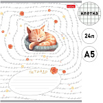 Тетрадь А5 24л клетка " Hatber " Пушистые сны, офсет, на скобе, обложка - мелованный картон, скругленные углы, 5 дизайнов в спайке