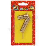 Свеча для торта цифра " Миленд " Звездочки 7, золотая, 14*6,5*1см, картонный блистер, европодвес