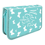 Пенал " Пчелка " ПО-021 1 отделение 115*190*30мм Белые бабочки, бархатное покрытие soft-touch