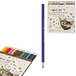 Карандаши цветные деревянные Love me. Котики приносят счастье 24цв " Bruno Visconti " трехгранные, картонная упаковка, европодвес