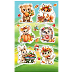 Наклейка " Мир открыток " 0-11 А6 Зверята и осенний урожай, 98*159мм