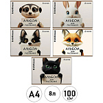 Альбом А4 8л " Erich Krause " Note Friends (ассорти), скоба, обложка- мелованный картон, блок- офсет 100г/м2, 5 дизайнов в спайке