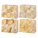 Пакет бумажный " Basir " 18*23*10см Листья, ассорти (без возможности выбора дизайна), ламинированный, тиснение фольгой