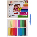 Пластилин " Луч " Школа творчества 16цв 240г восковой, со стеком, картонная упаковка