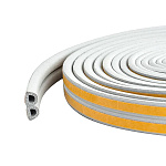 Уплотнитель самоклеящийся, резиновый, D-профиль, 16*6мм, 10метров, белый