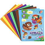 Бумага цветная "Zoo" А4, 8 цветов, 8 листов, односторонняя (Утка)