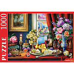 Пазлы " Рыжий кот " 1000элементов Натюрморт с вином, 68,5*48,5см, картонная упаковка 19*15,1*6,5см