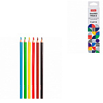 Карандаши цветные деревянные Concept 06цв " Hatber " стираемые трехгранные, картонная упаковка, европодвес