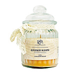 Свеча ароматизированная в банке " РСМ " Сочный манго, 75*120мм, время горения 45часов, со стеклянной крышкой