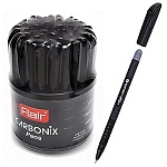 Ручка шариковая " Flair " Carbonix V в дисплее черная 0,7мм, толщина письма 0,35мм, рифленый держатель, игольчатый пишущий узел, темный карбоновый корпус