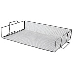 Лоток " KWELT " горизонтальный, 2 отделения, 37*25*15см, металлический, сетчатый, серебро
