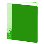 Папка 30файлов " Бюрократ " А4 зеленый , пластик 0,65мм, торцевой карман с бумажной вставкой