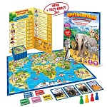 Игра настольная " Русский стиль " Кругосветное путешествие, в наборе: игровое поле 71*50см, фишки- 4шт, карточки животных- 50шт, карточки билетов- 32шт, правила игры, от 6лет, в пакете, 25*37*1,7см