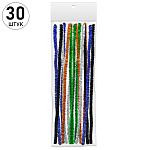 Проволока пушистая шенил " KWELT " блестящая, ассорти, 30шт, d=6мм, 30см