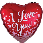 Шар фольгированный 18"/46см Сердце I Love you Сердца Rose gold