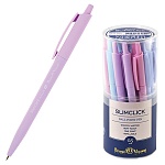 Ручка шариковая автоматическая " Bruno Visconti " SlimClick Zefir синяя 0,5мм антискользящее покрытие silk-touch, круглая, 4 цвета корпуса (голубой, розовый, фиолетовый, бирюзовый), пластиковый бокс