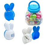 Точилка " KWELT " пластиковая Rabbit 1 отверстие, с контейнером, цвет ассорти, пластиковая упаковка